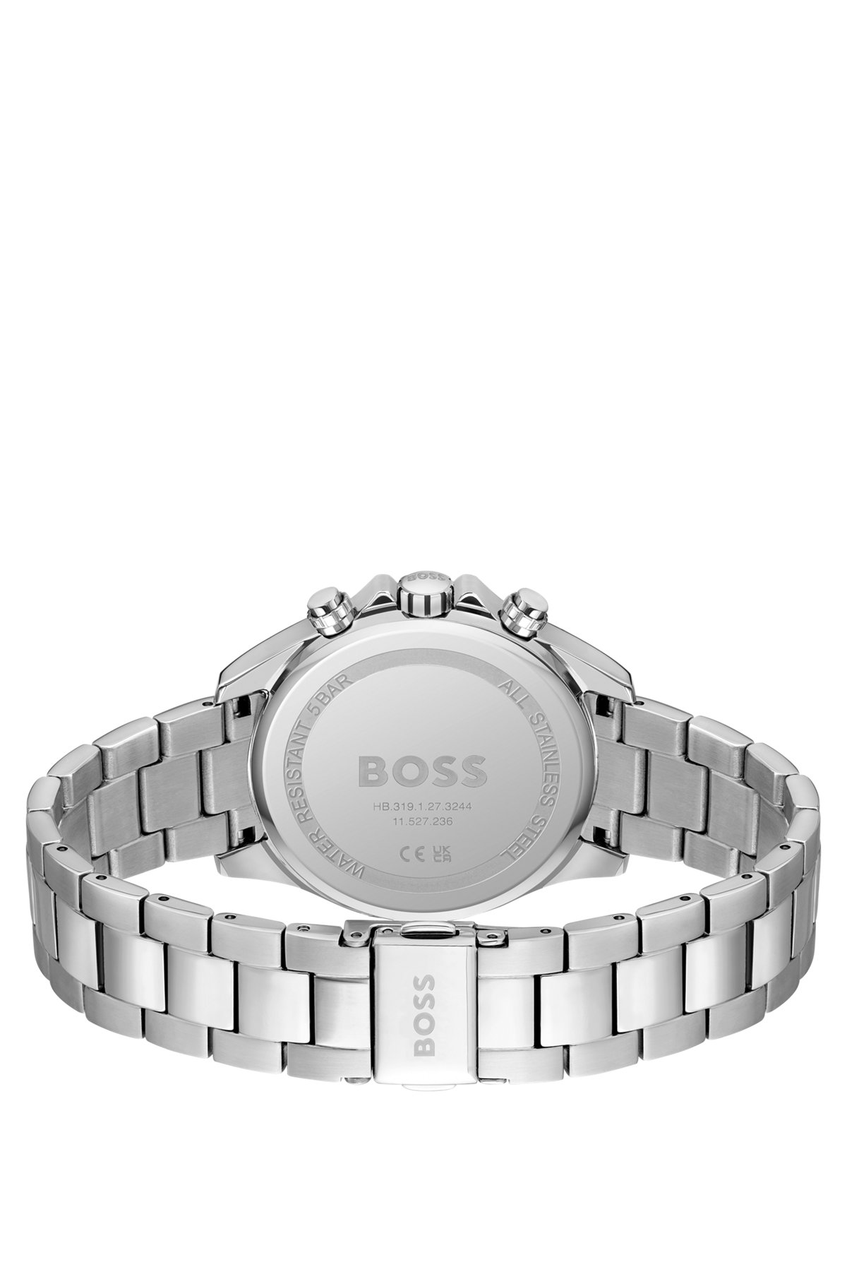 BOSS - Link-bracelet multi-functional watch with pink dial