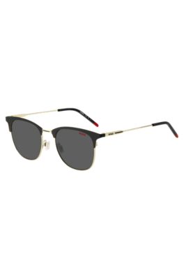 Hugo Gold-tone Sunglasses With Black Details Men's Eyewear