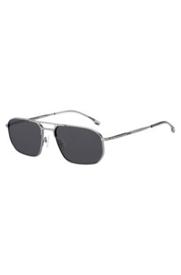 Hugo Boss Silver-tone Sunglasses With Tubular Temples Men's Eyewear In Metallic