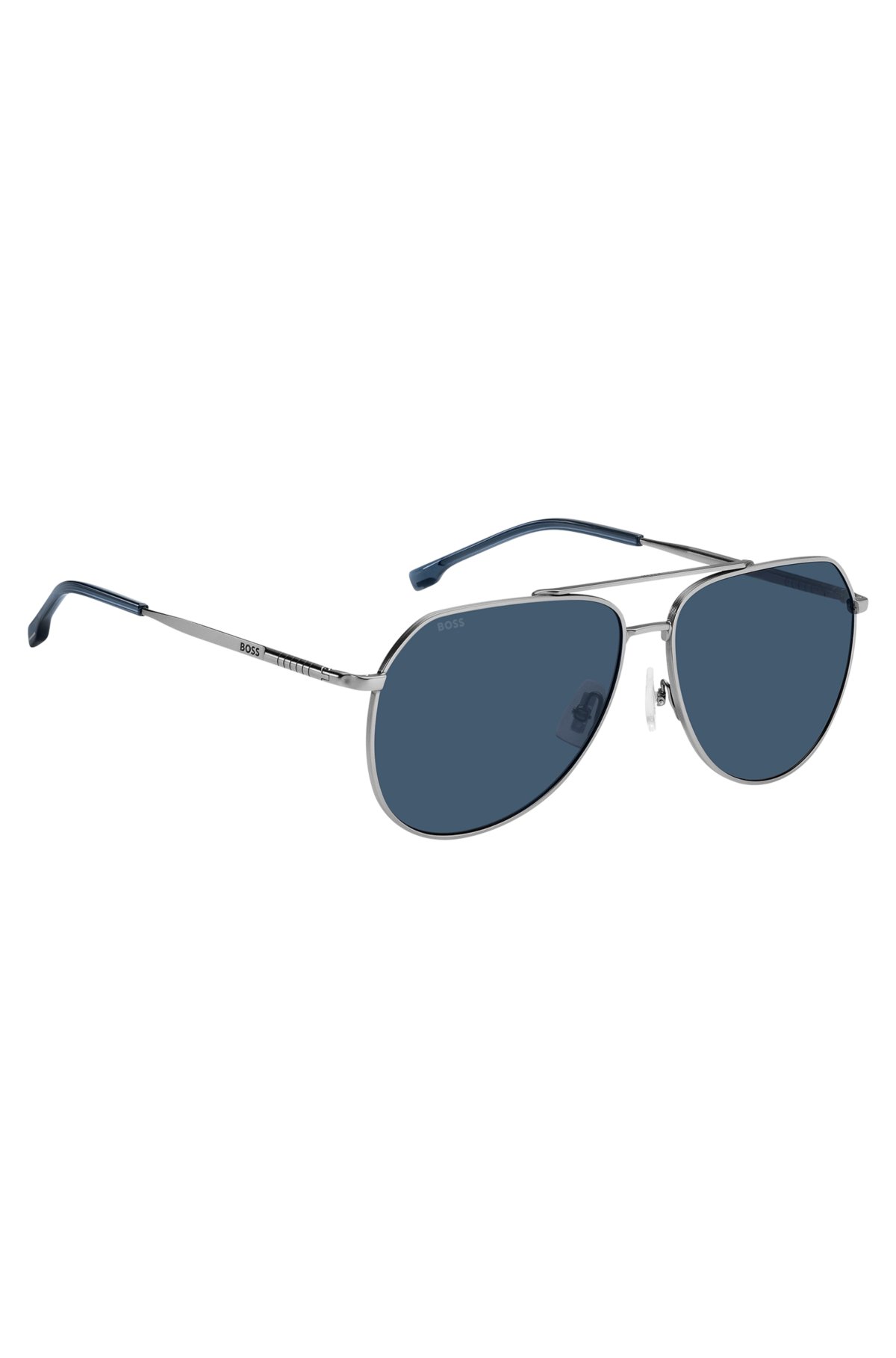 Double-bridge sunglasses with beta-titanium temples