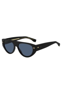 Hugo Boss Bio-acetate Black Sunglasses With Patterned Rivets Men's Eyewear
