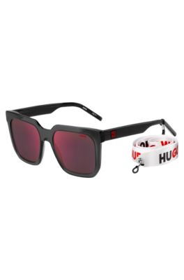 Hugo Boss Black-acetate Sunglasses With Branded Strap Men's Eyewear In Assorted-pre-pack