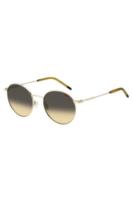 Hugo Gold-tone Sunglasses With Ombr Lenses Women's Eyewear In Metallic