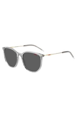 Hugo Transparent-acetate Sunglasses With Metal Temples Women's Eyewear In Gray