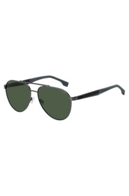 Hugo Boss Double-bridge Sunglasses With Green-shaded Lenses Men's Eyewear