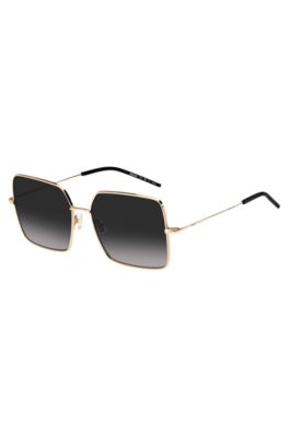 Hugo Boss Gold-tone Sunglasses With Black End-tips Women's Eyewear In Blue