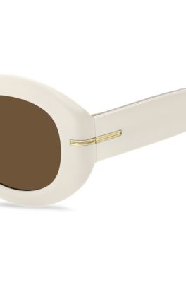 Hugo Boss White-acetate Sunglasses With Signature Gold-tone Detail Women's Eyewear In Assorted-pre-pack