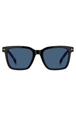 BOSS - Black-acetate sunglasses with signature silver-tone detail
