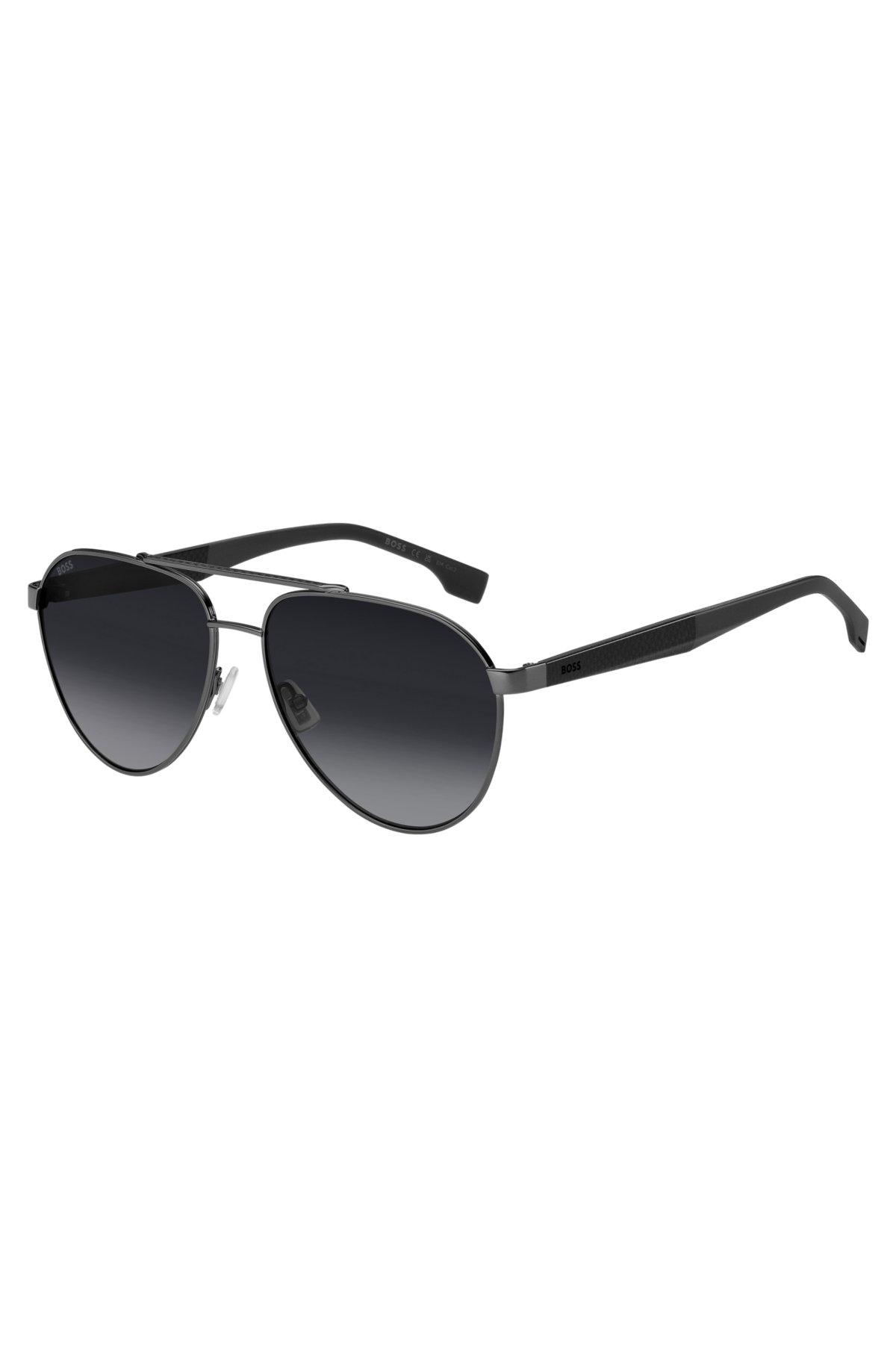 Double-bridge sunglasses with black-shaded lenses