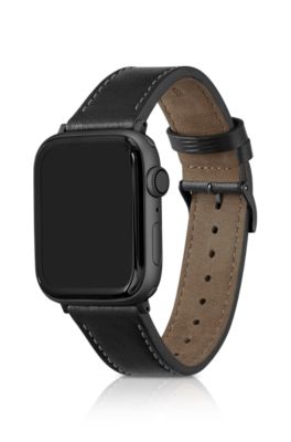 Black leather Apple Watch strap, Assorted-Pre-Pack
