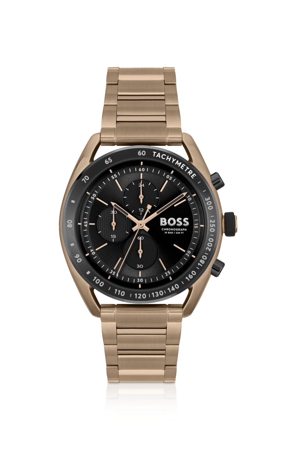 Hvile Kræft bagværk BOSS - Gold-tone chronograph watch with link bracelet