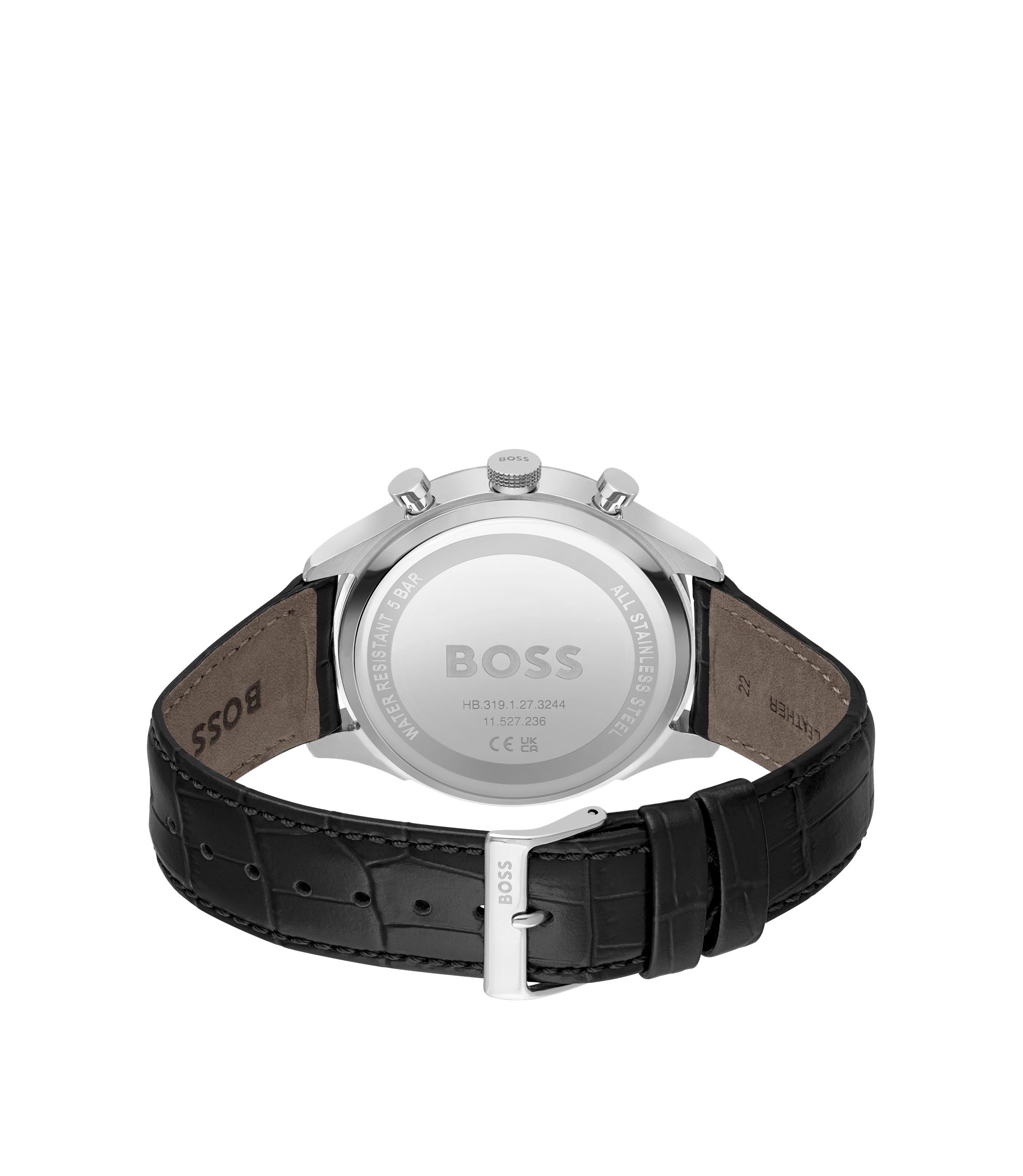 BOSS - Chronograph watch with crocodile leather strap