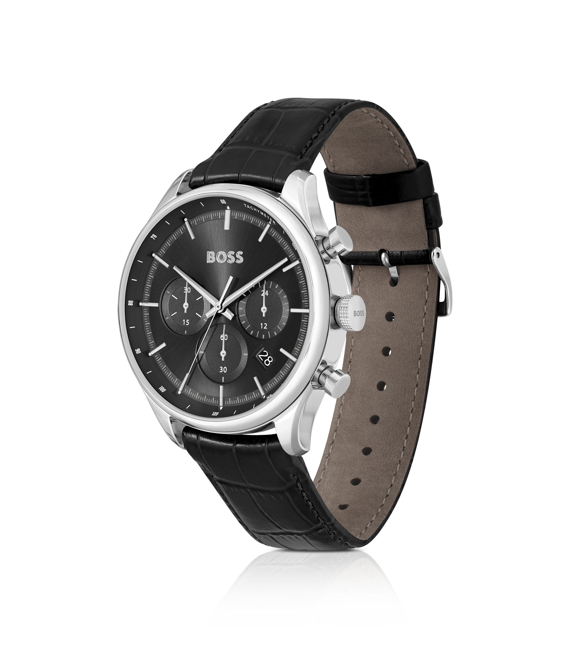BOSS - GREGOR Chronograph watch with crocodile leather strap