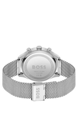 Mesh-bracelet chronograph watch with blue dial, Assorted-Pre-Pack