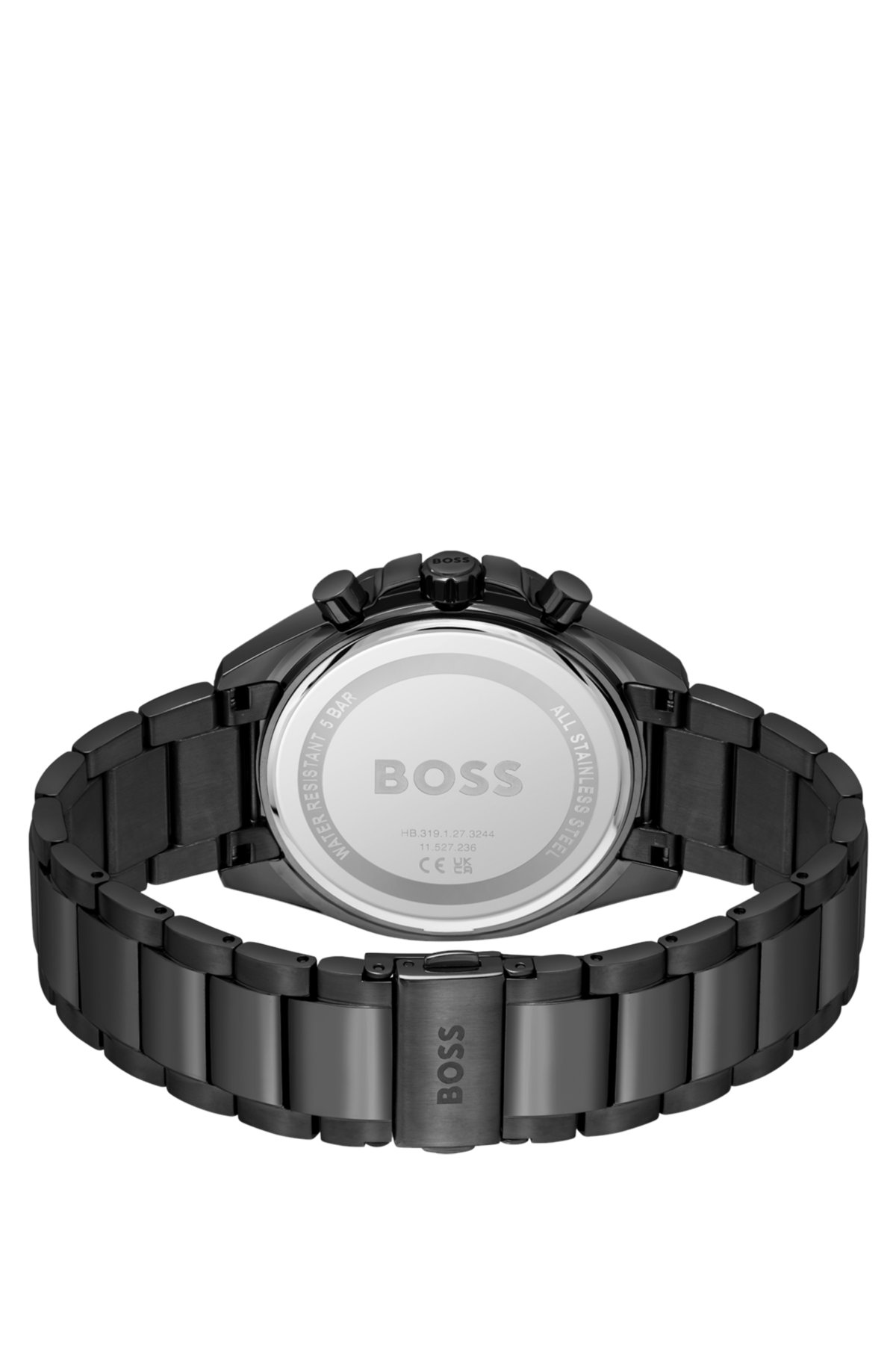 BOSS - Link-bracelet chronograph watch with black dial