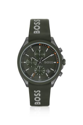 Chronograph watch with branded silicone strap, Assorted-Pre-Pack