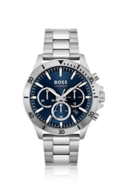 Shop Hugo Boss Blue-dial Chronograph Watch With Link Bracelet Men's Watches In Assorted-pre-pack
