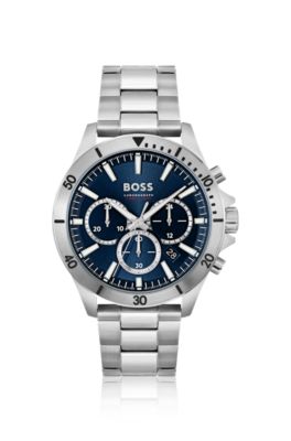 Blue-dial chronograph watch with link bracelet, Assorted-Pre-Pack