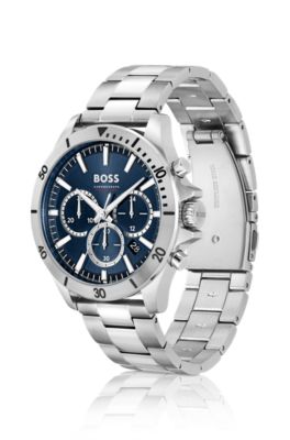 Blue-dial chronograph watch with link bracelet, Assorted-Pre-Pack