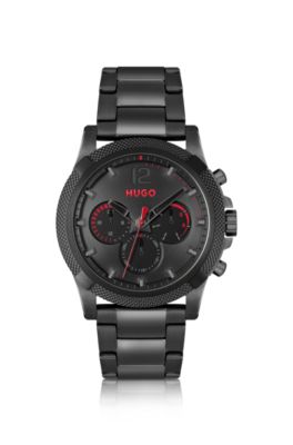 HUGO BLACK-PLATED WATCH WITH LINK BRACELET MEN'S WATCHES