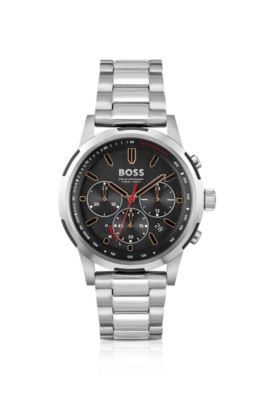 - Solar-powered BOSS watch steel chronograph with bracelet