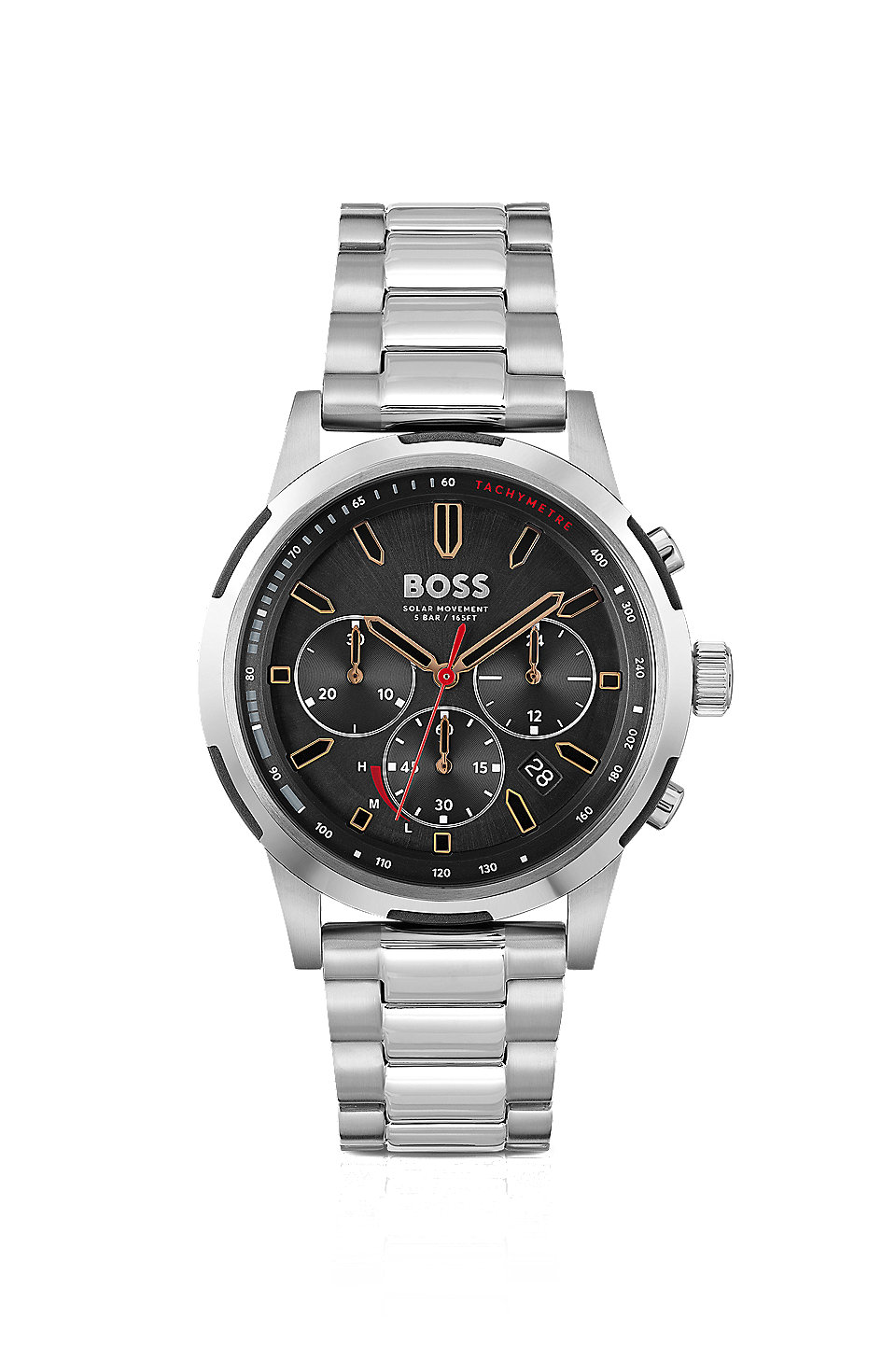 with chronograph BOSS Solar-powered watch - steel bracelet