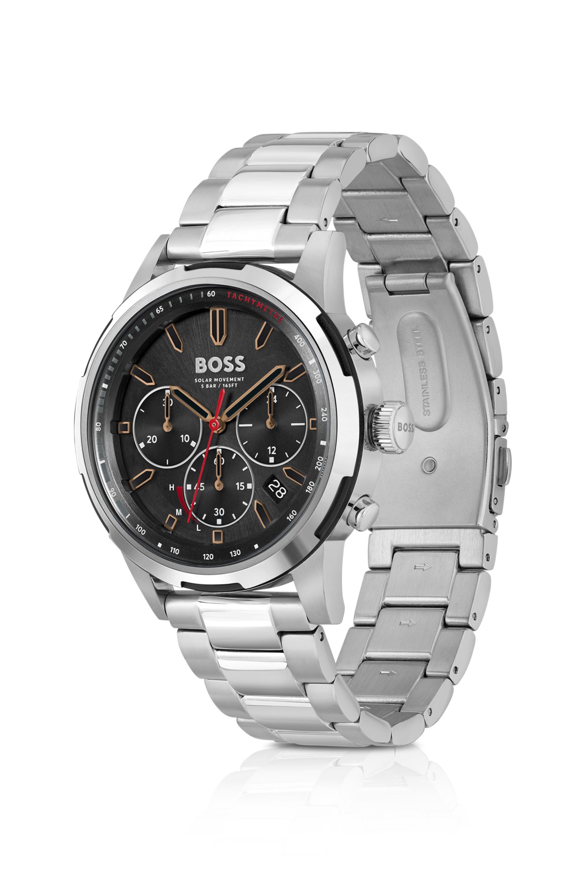 BOSS - Solar-powered chronograph watch with steel bracelet