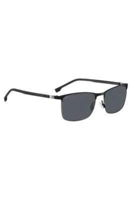 Italian-made sunglasses in steel with stripe detail, Assorted-Pre-Pack