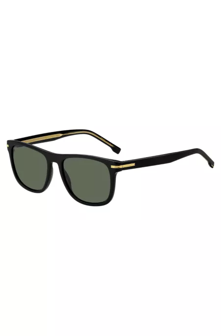 Black-acetate sunglasses with gold-tone hardware