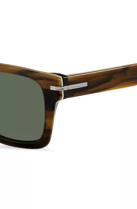 Patterned-acetate sunglasses with silver-tone hardware
