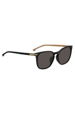 Gafas de sol de acetato negro con ribetes en tono dorado, Assorted-Pre-Pack