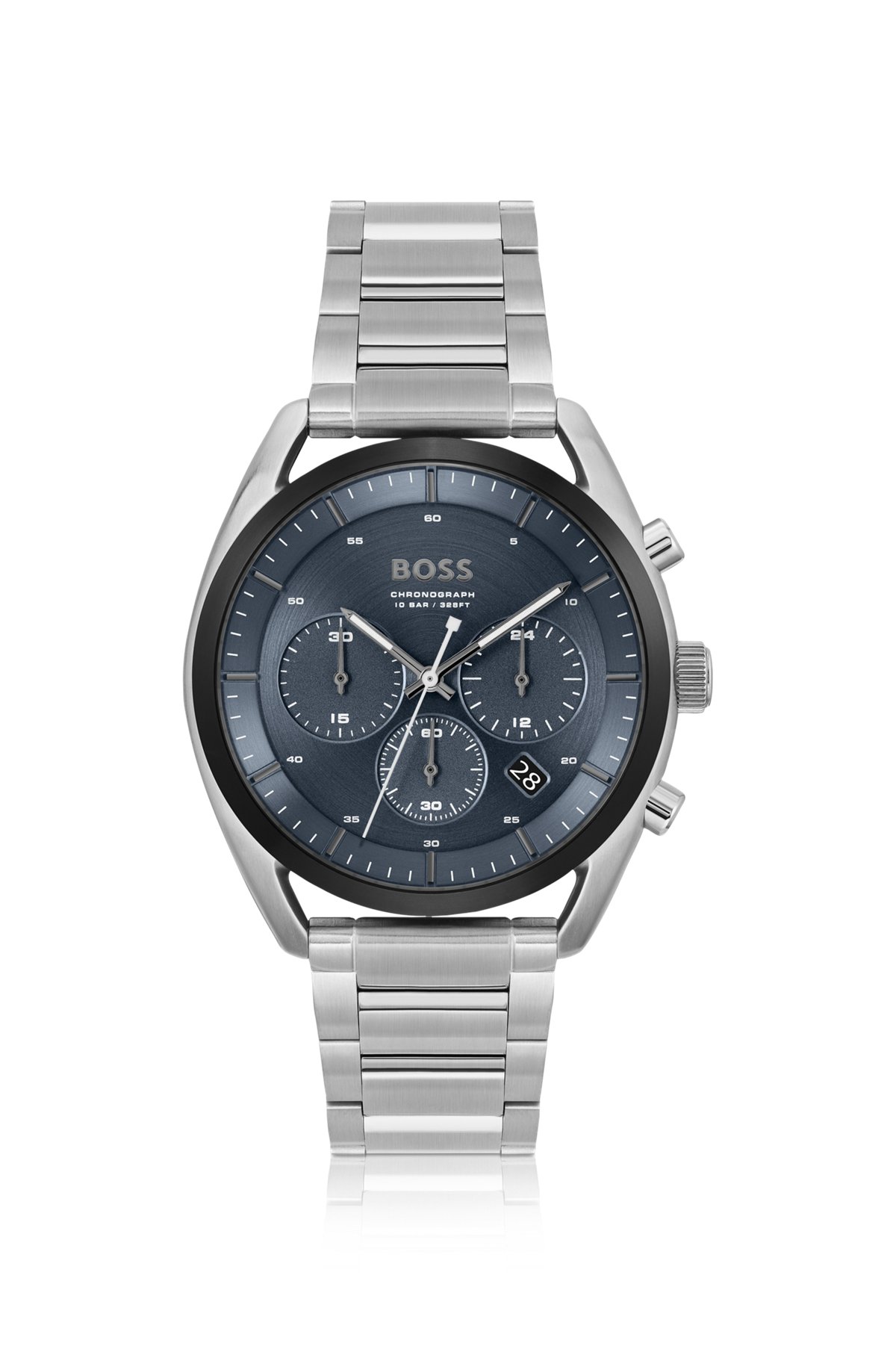 BOSS - Blue-dial chronograph watch with link bracelet