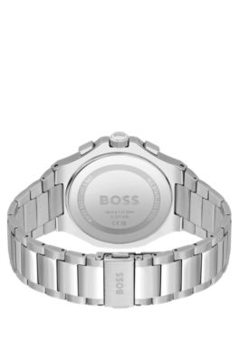 Silver-tone chronograph watch with tapered link bracelet, Assorted-Pre-Pack