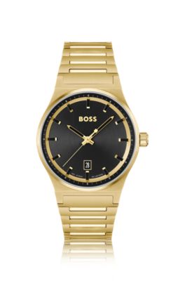 Hugo Boss Black-dial Watch With Gold-tone Link Bracelet Men's Watches In Assorted-pre-pack