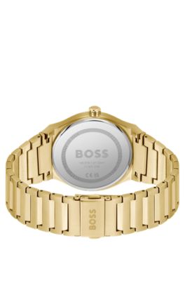 Black-dial watch with gold-tone link bracelet, Assorted-Pre-Pack