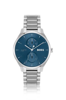 HUGO BOSS BLUE-DIAL WATCH WITH STAINLESS-STEEL LINK BRACELET MEN'S WATCHES