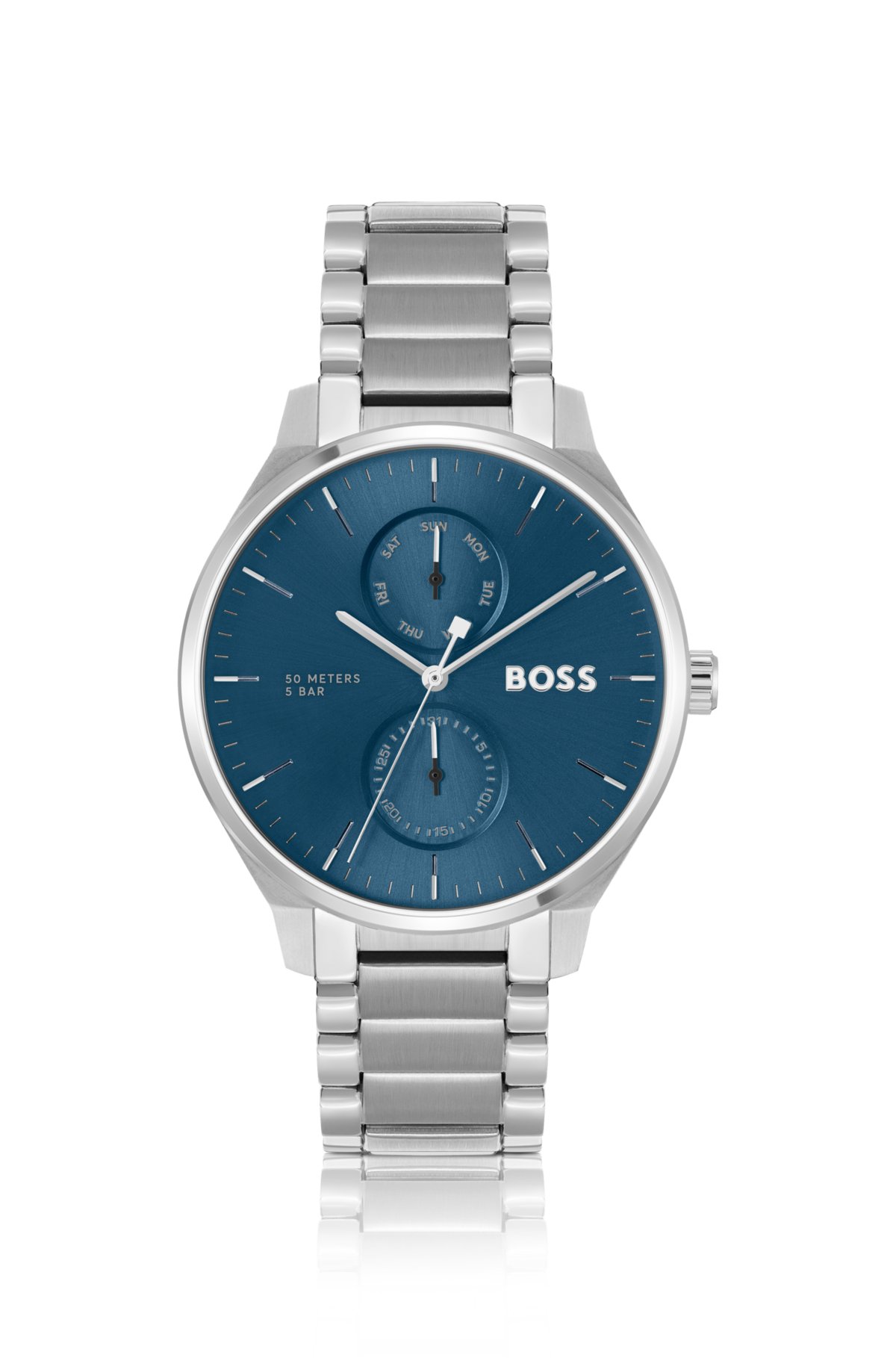 BOSS - Blue-dial watch with link bracelet stainless-steel