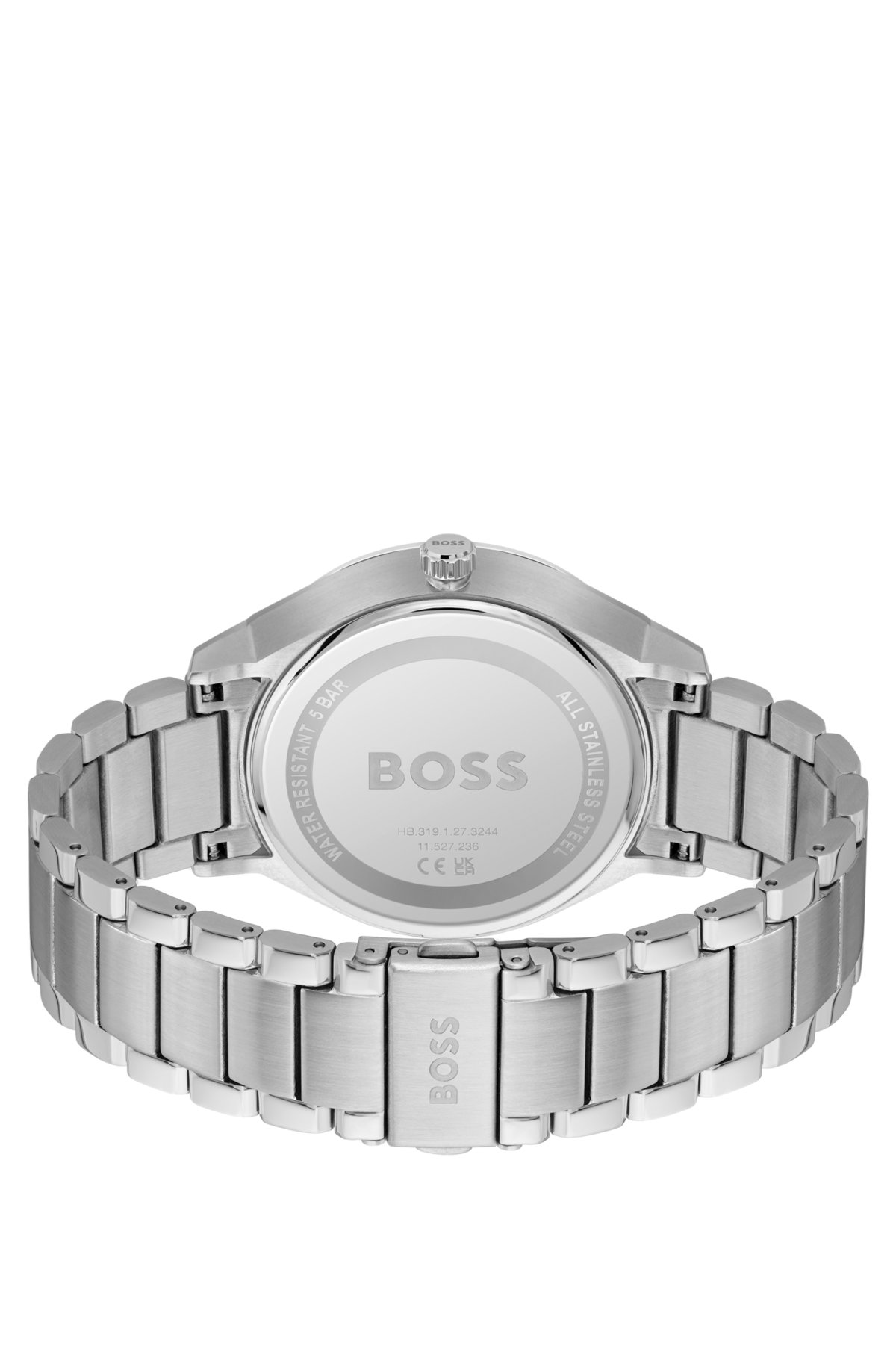BOSS - Blue-dial watch with stainless-steel link bracelet