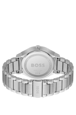 Reloj de acero inoxidable con esfera azul y pulsera de eslabones, Assorted-Pre-Pack