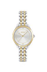 Crystal-index watch with two-tone bracelet, Assorted-Pre-Pack