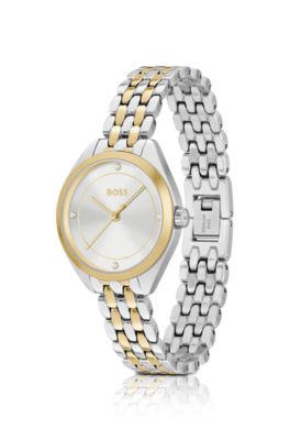 Crystal-index watch with two-tone bracelet, Assorted-Pre-Pack