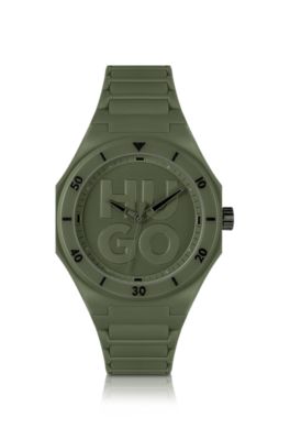 HUGO GREEN WATCH WITH TONAL SILICONE STRAP MEN'S WATCHES