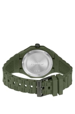 Green watch with tonal silicone strap, Assorted-Pre-Pack