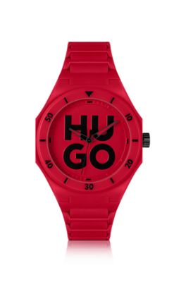 HUGO RED WATCH WITH TONAL SILICONE STRAP MEN'S WATCHES