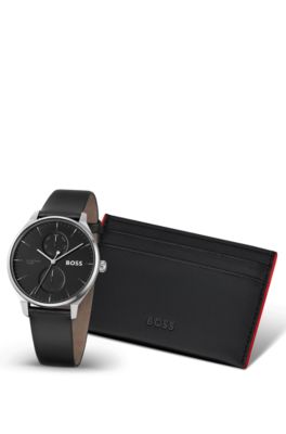 HUGO BOSS BLACK-DIAL WATCH AND CARD HOLDER GIFT SET MEN'S WATCHES