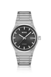 BOSS Link bracelet automatic watch with groove textured dial
