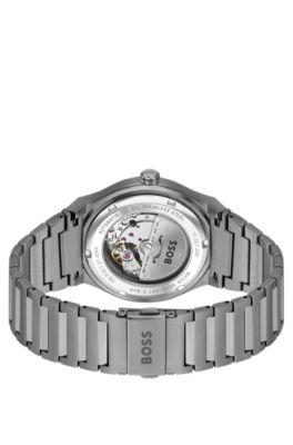Grey-plated watch with Japanese automatic movement, Assorted-Pre-Pack