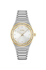 Two-tone watch with silver-white dial, Assorted-Pre-Pack