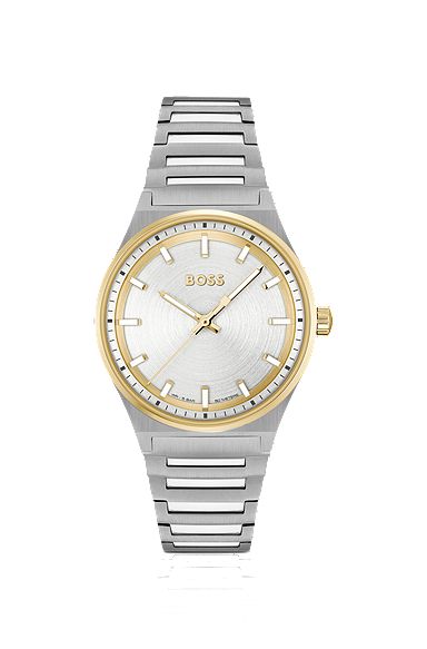 Two-tone watch with silver-white dial, Assorted-Pre-Pack