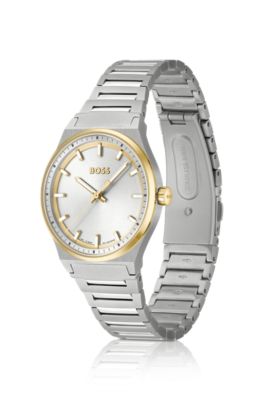 Reloj a dos tonos con esfera blanca y plateada, Assorted-Pre-Pack